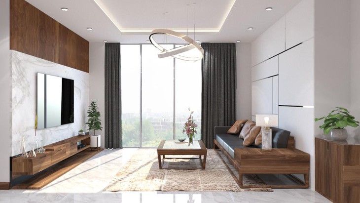 Căn hộ 3 phòng ngủ trở nên sang trọng, hiện đại hơn nhờ chất liệu gỗ tối màu - Ảnh 5.