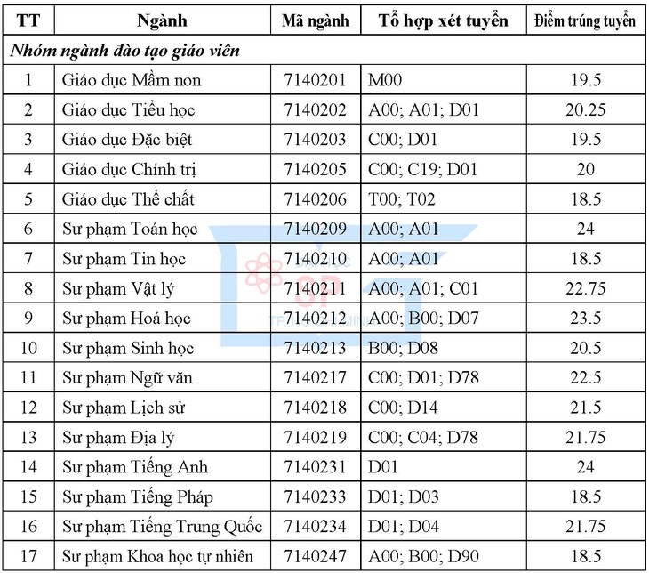 ĐH Sư phạm TP.HCM điểm chuẩn thấp nhất 17,5 - Ảnh 1.