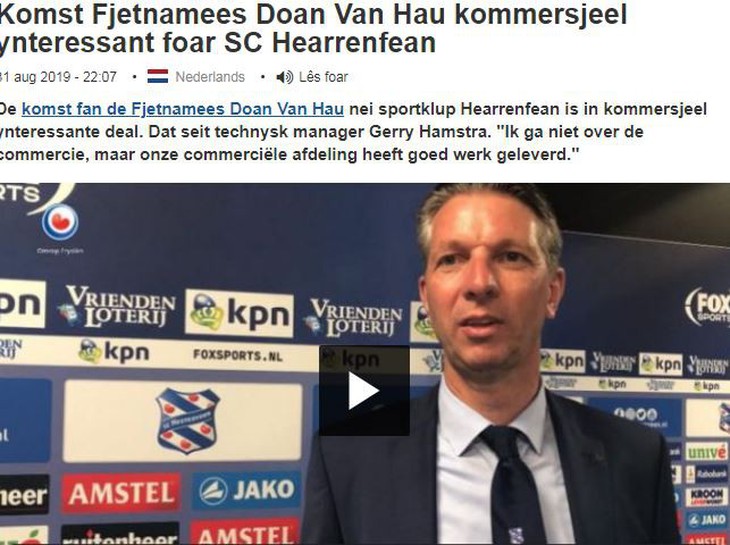 Giám đốc kỹ thuật FC Heerenveen: Đoàn Văn Hậu là một cầu thủ rất giỏi - Ảnh 1.