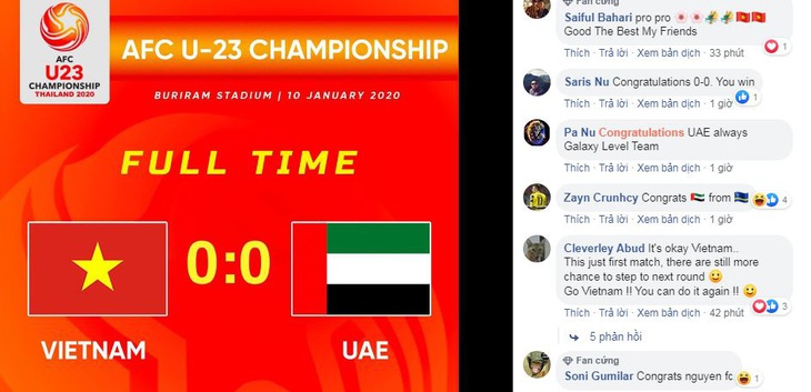 Cổ động viên châu Á khen ngợi và khích lệ U23 Việt Nam sau trận hòa U23 UAE - Ảnh 1.