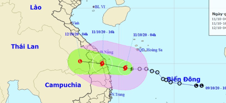 NÓNG: Bão đang tiến vào các tỉnh từ Quảng Nam đến Bình Định - Ảnh 1.