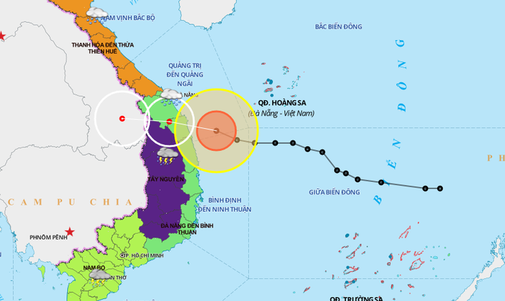 Trưa nay, bão số 6 đổ bộ vào Quảng Nam - Quảng Ngãi, gió mạnh cấp 8, giật cấp 10 - Ảnh 1.