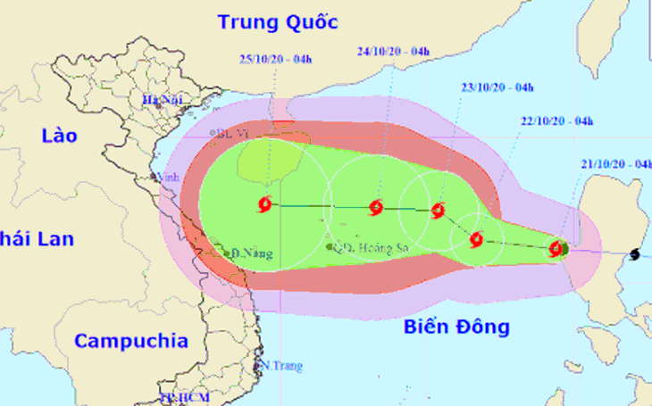 Bão số 8 liên tục tăng cấp khi hướng vào miền Trung, gió có thể giật cấp 14