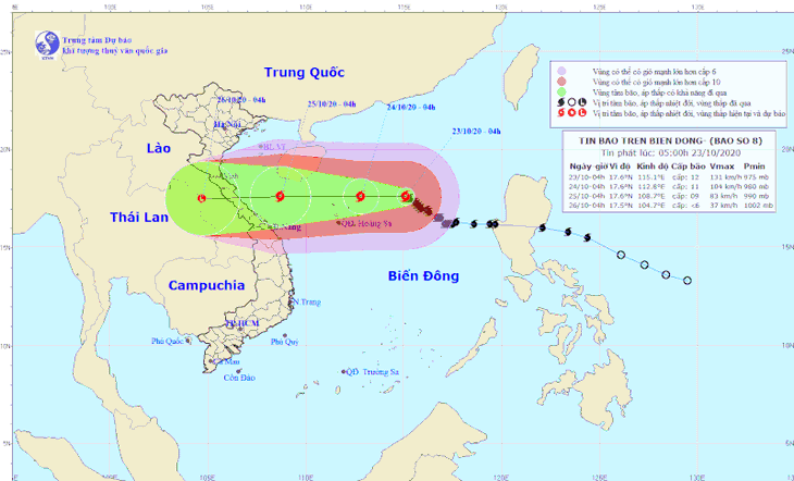 Dự báo bão số 8 mới nhất vào sáng nay 23-10 - Ảnh 1.