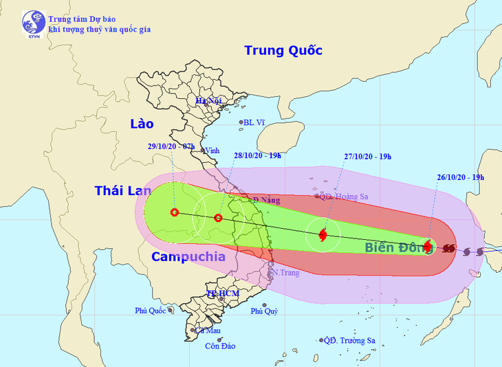 Tối 27-10, tâm bão số 9 ngoài khơi Đà Nẵng đến Phú Yên, gió giật cấp 17 - Ảnh 1.