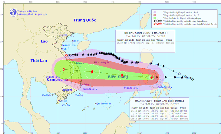 Bão Molave giật cấp 14 và sẽ mạnh thêm, đi vào Đà Nẵng - Phú Yên ngày 28-10 - Ảnh 1.