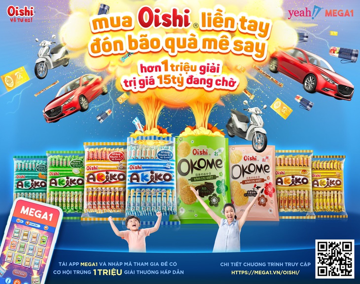 Oishi và Mega1 triển khai chương trình khuyến mãi trúng quà khủng mỗi ngày - Ảnh 1.