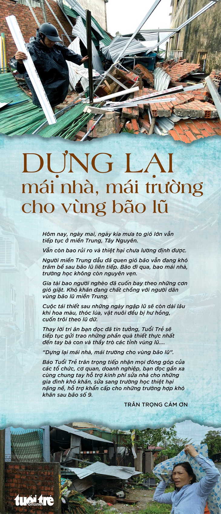 Cùng Tuổi Trẻ dựng lại mái nhà, mái trường cho vùng bão lũ - Ảnh 4.