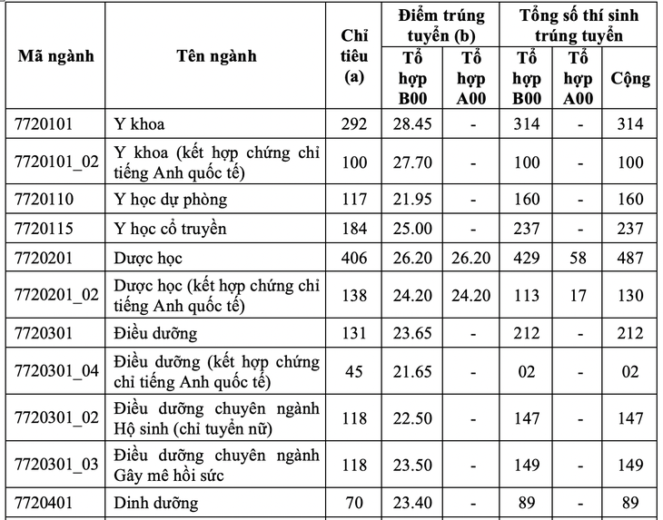 Điểm chuẩn ĐH Y dược TP.HCM: Ngành y khoa lấy 28,45 điểm - Ảnh 2.