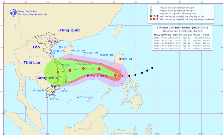 Bão Goni đã vào Biển Đông, thành bão số 10 mạnh cấp 11, giật cấp 14 - Ảnh 1.