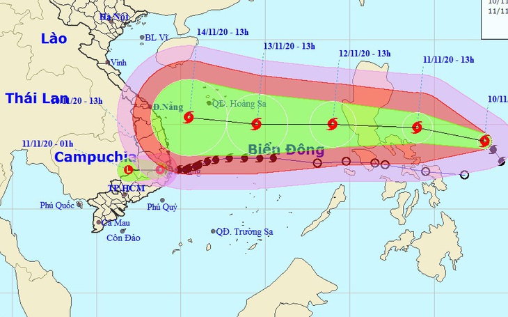 Bão Vamco tiếp tục mạnh lên, thẳng hướng Biển Đông