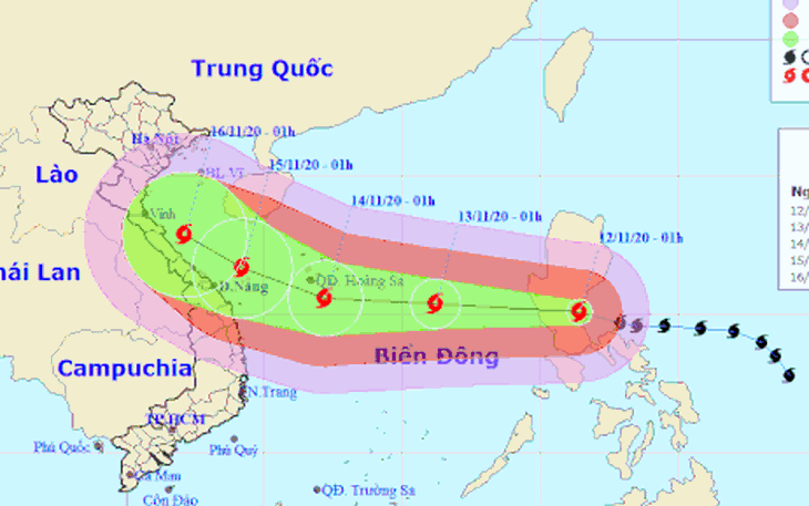 Hôm nay 12-11, bão Vamco vào Biển Đông, hướng về bờ biển Hà Tĩnh - Quảng Nam