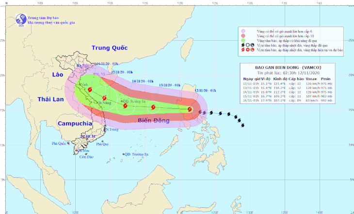Hôm nay 12-11, bão Vamco vào Biển Đông, hướng về bờ biển Hà Tĩnh - Quảng Nam - Ảnh 1.