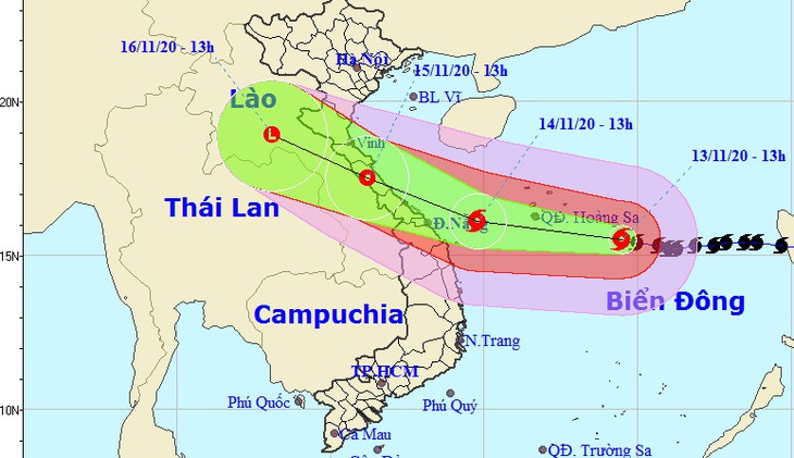 Dự báo mới nhất: Bão số 13 hướng vào Hà Tĩnh, Quảng Nam - Ảnh 1.