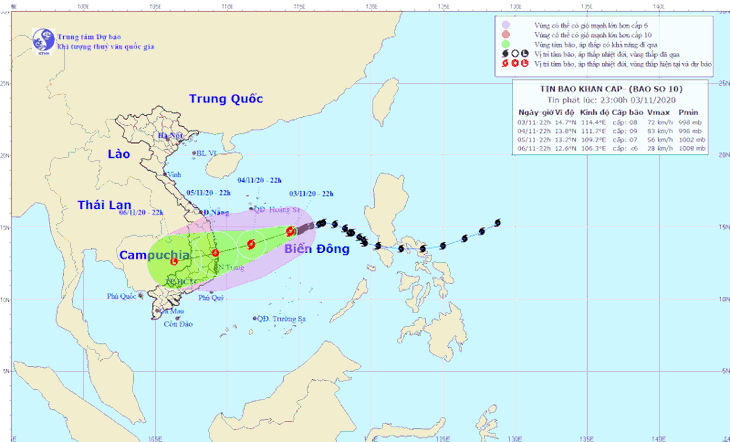 22h tối 3-11, tâm bão số 10 cách Hoàng Sa khoảng 340km - Ảnh 1.