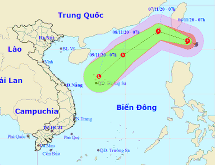 Bão Atsani có gió mạnh cấp 10, bẻ hướng xuống Biển Đông - Ảnh 1.