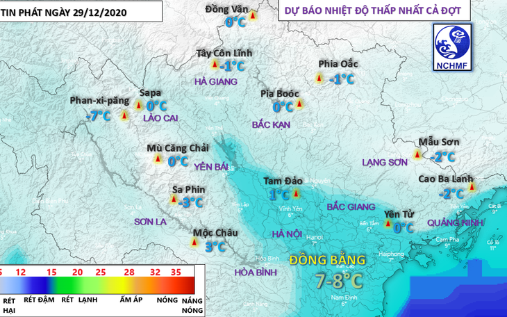 Đỉnh Fansipan có thể -7 độ C, nâng mức độ cảnh báo rét đặc biệt mạnh