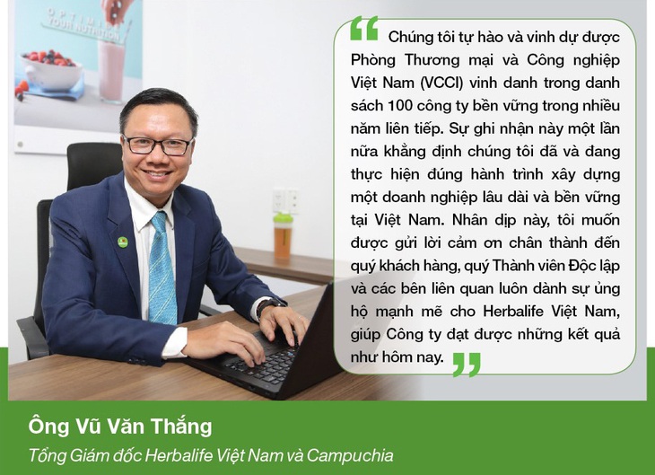 Herbalife Việt Nam tiếp tục được VCCI vinh danh Doanh nghiệp Bền vững 2020 - Ảnh 2.