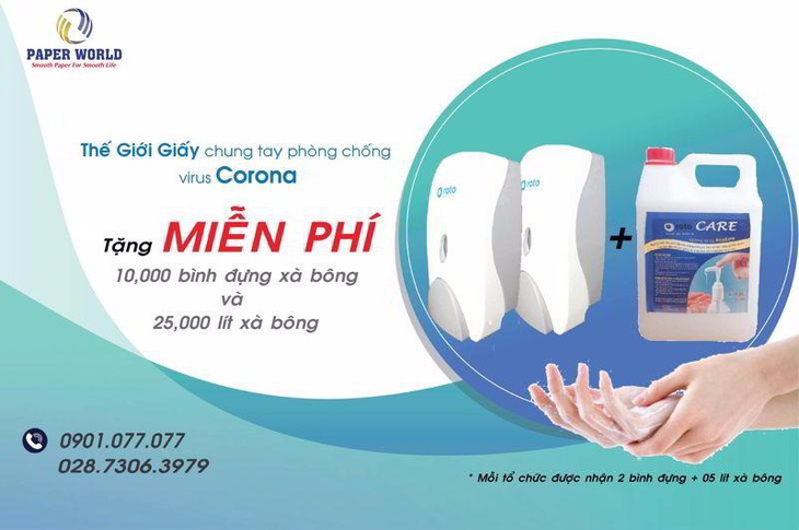 Thế Giới Giấy tặng 10.000 bình đựng 25.000 lít xà bông rửa tay - Ảnh 1.