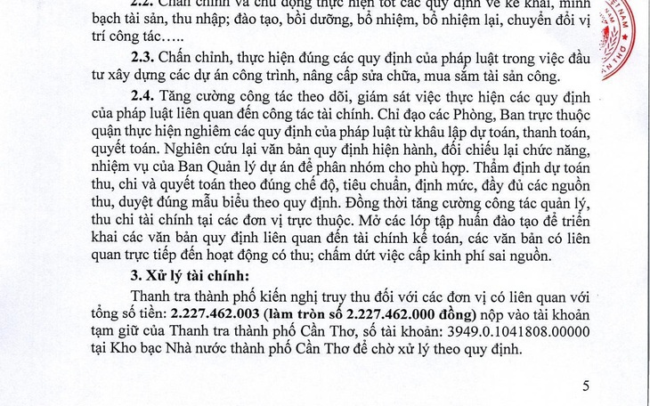 Cần Thơ: Quận Thốt Nốt bị truy thu hơn 2,2 tỉ chi sai