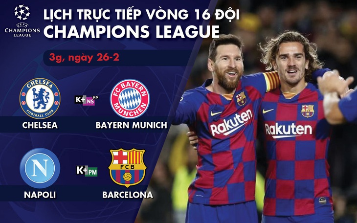 Lịch trực tiếp Champions League: Chelsea gặp Bayern Munich, Napoli - Barca