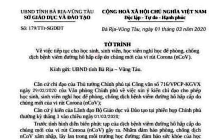 Lại xuất hiện tờ trình giả cho học sinh 