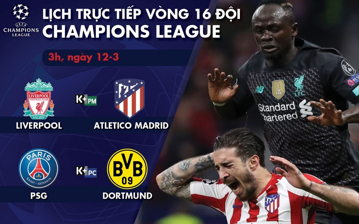 Lịch trực tiếp Champions League ngày 12-3: Chờ Liverpool và PSG ngược dòng