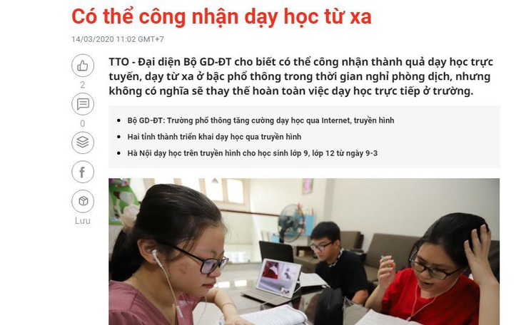 Cần suy nghĩ nghiêm túc về dạy học từ xa