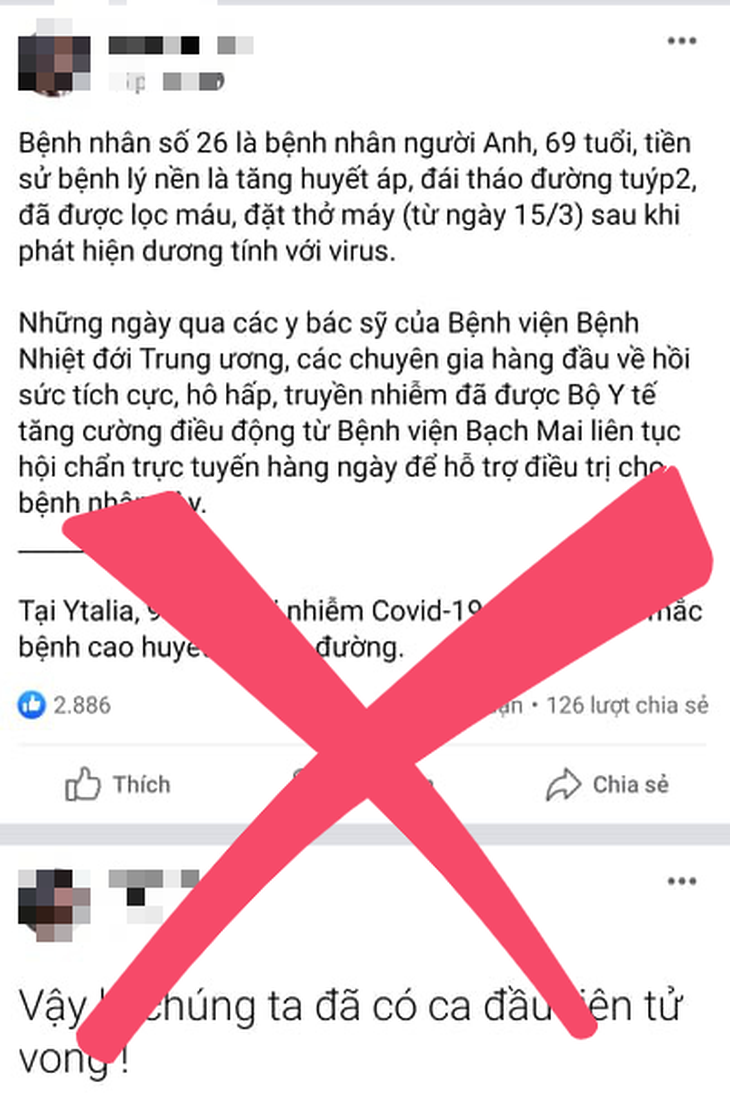 Tin Việt Nam vừa có bệnh nhân COVID-19 tử vong là bịa đặt - Ảnh 2.