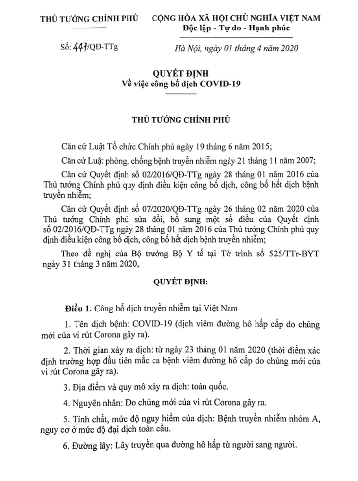 Thủ tướng công bố dịch COVID-19 trên toàn quốc - Ảnh 1.