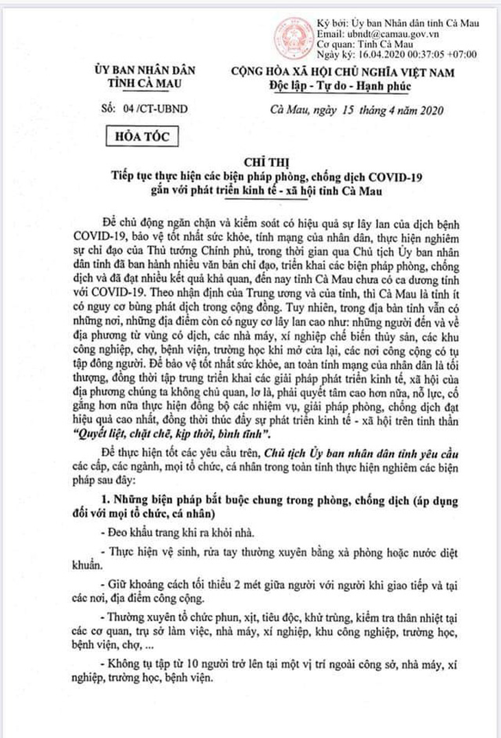 Cà Mau cho học sinh lớp 9 và 12 đi học lại từ 20-4 - Ảnh 1.