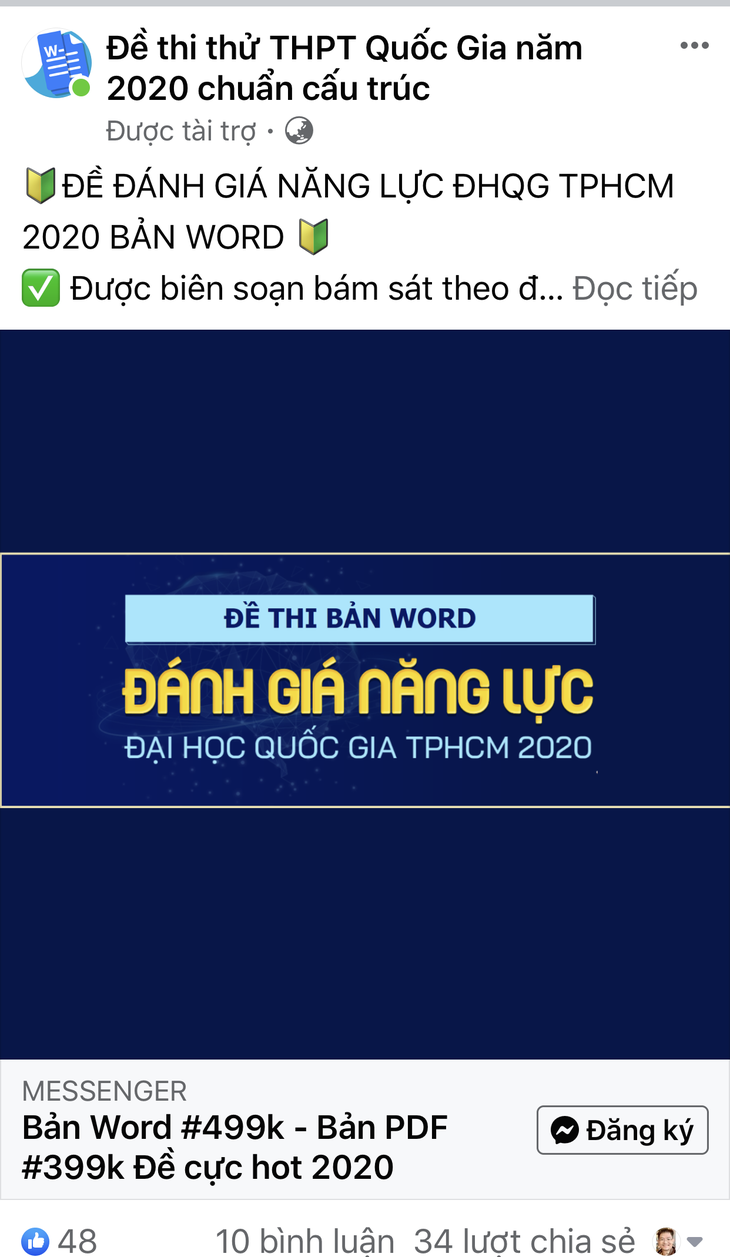 Mạo danh ĐH Quốc gia TP.HCM bán đề, luyện thi đánh giá năng lực - Ảnh 1.