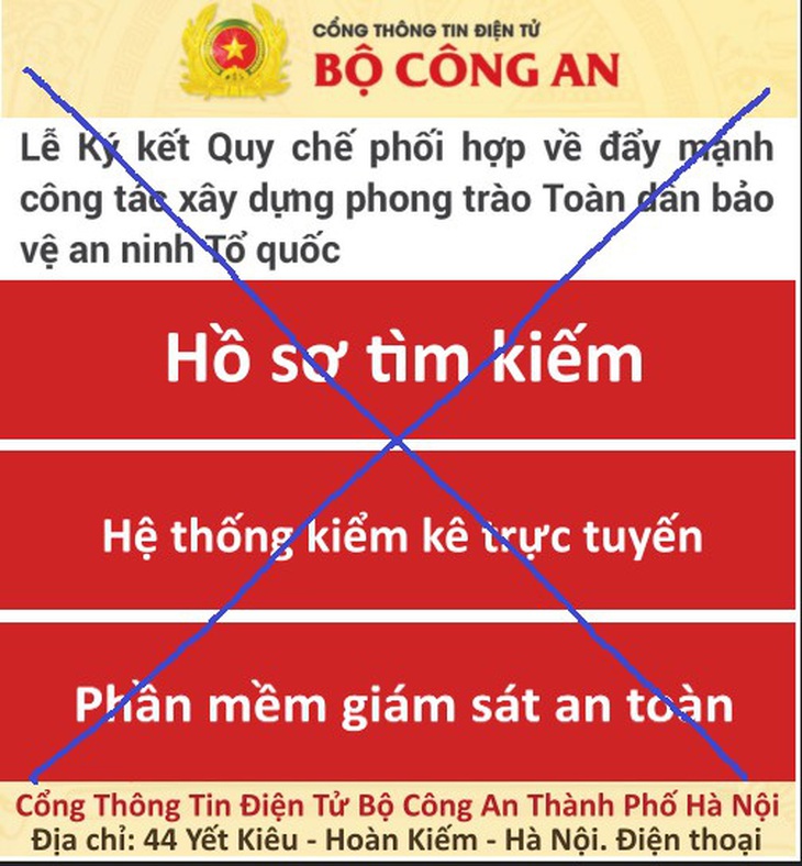 Giả mạo Cổng thông tin điện tử Bộ Công an để lừa đảo - Ảnh 1.