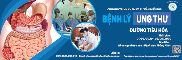 Bệnh viện Thống Nhất khám, tư vấn ung thư đường tiêu hóa miễn phí - Ảnh 1.