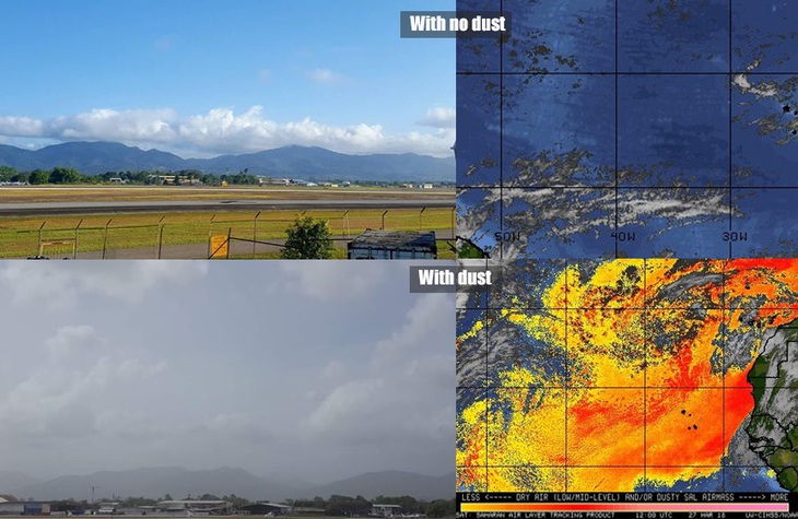 Cát bụi Sahara tấn công vùng biển Caribe - Ảnh 1.