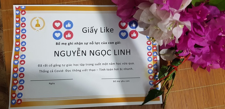 Ông bố in ‘giấy like’ tặng con gái lớp 1 không nhận được giấy khen - Ảnh 3.