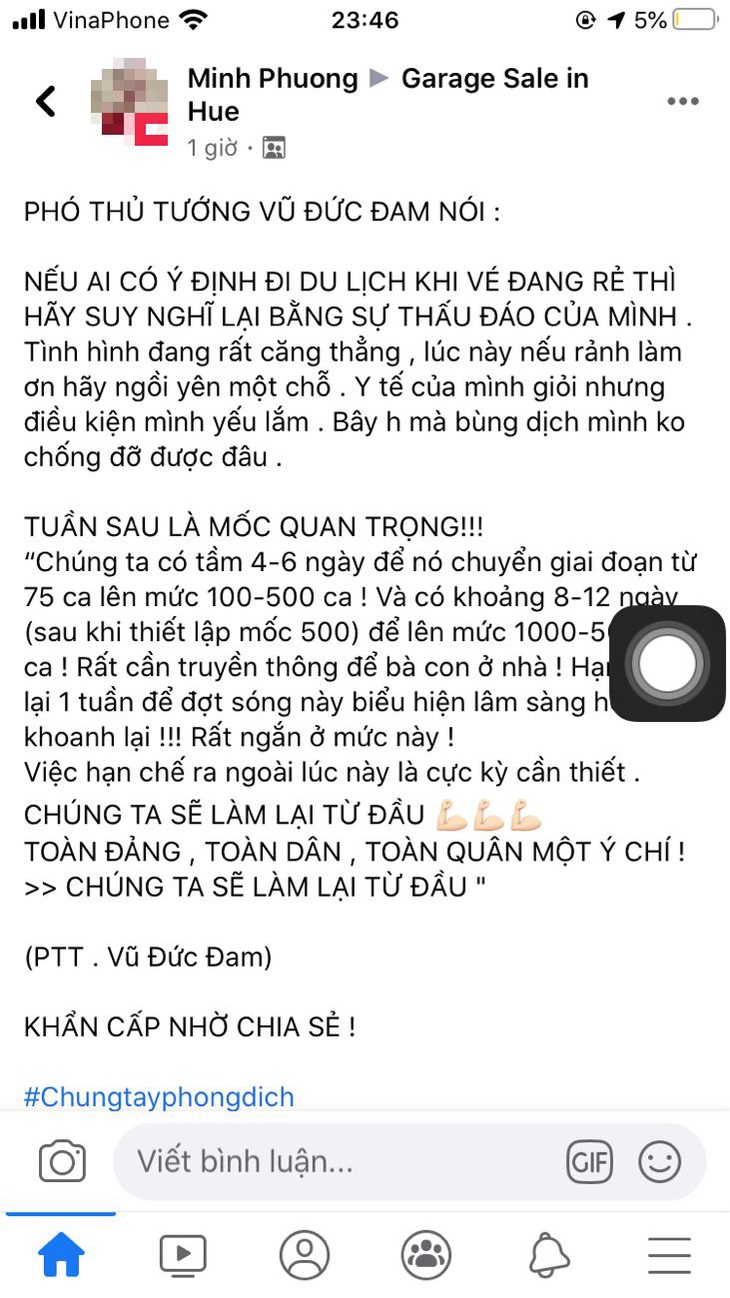 Xử phạt tiếp một Facebooker đăng phát ngôn giả mạo Phó thủ tướng Vũ Đức Đam - Ảnh 1.