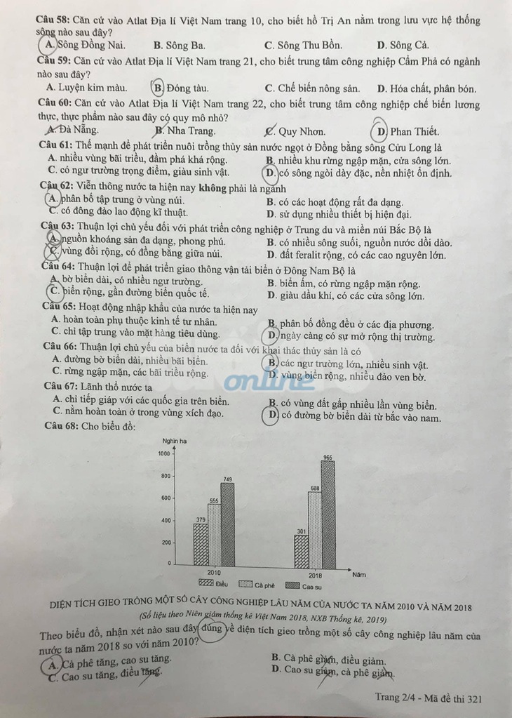 Đề và bài giải môn địa lí kỳ thi tốt nghiệp THPT 2020 - đủ 24 mã đề - Ảnh 2.