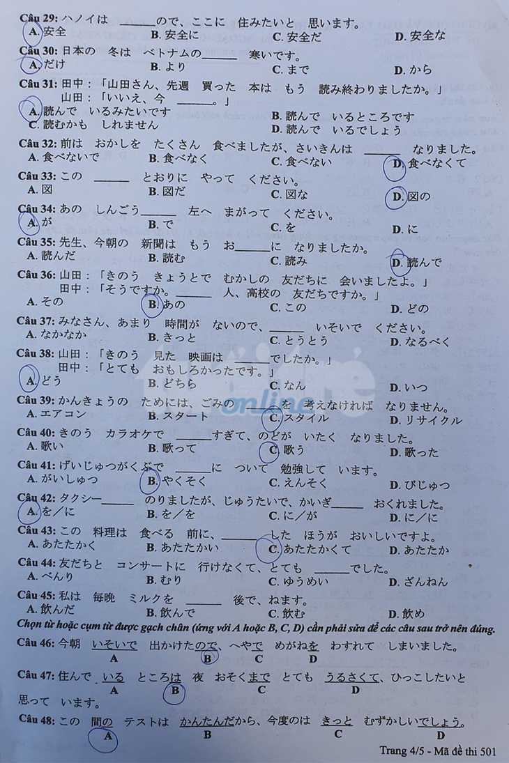 Mời bạn đọc xem đề tiếng Nhật kỳ thi tốt nghiệp THPT 2020 - Ảnh 4.