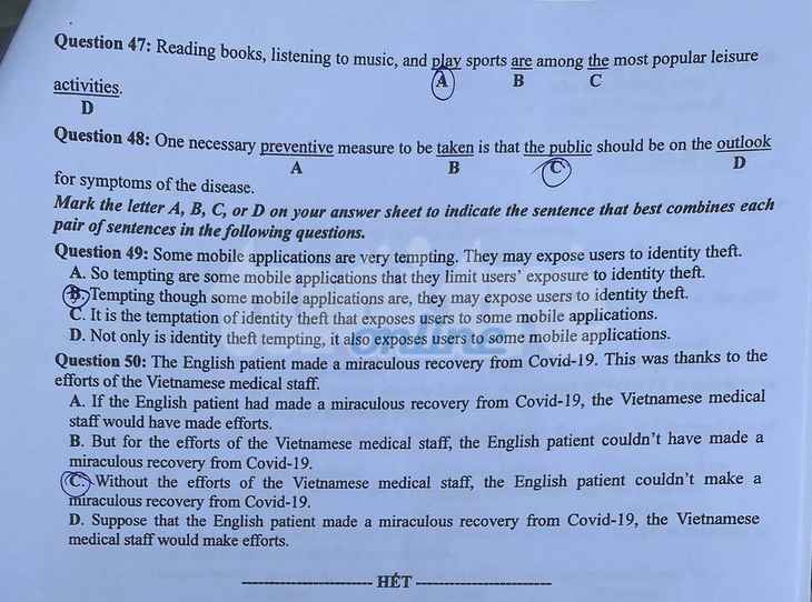 Đề và bài giải tiếng Anh kỳ thi tốt nghiệp THPT 2020 - đủ 24 mã đề - Ảnh 5.