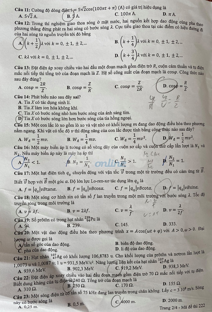 Đề và bài giải môn vật lý kỳ thi tốt nghiệp THPT 2020 - Ảnh 2.