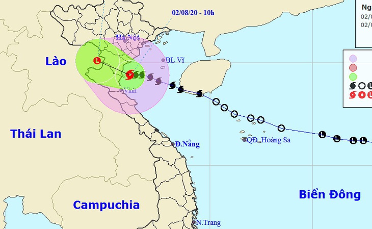 Bão đang ven bờ Thái Bình - Nghệ An, gió giật cấp 10