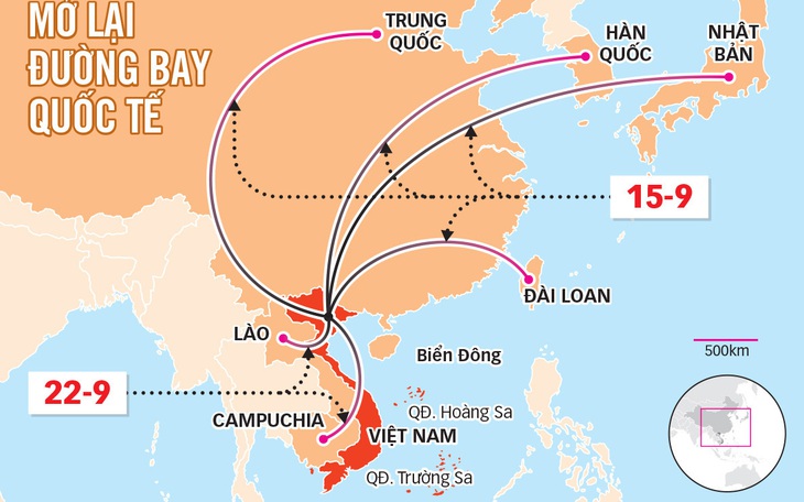 Hàng không mở lại các đường bay quốc tế nào?