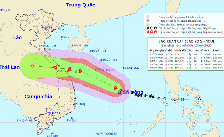 Bão số 5 cách Hoàng Sa khoảng 380km, khả năng mạnh lên khi vào gần bờ - Ảnh 1.