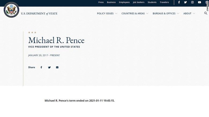 Trang web Bộ Ngoại giao Mỹ đăng nhầm tin ông Trump đã hết nhiệm kỳ - Ảnh 2.
