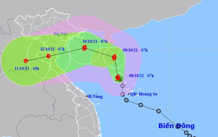 Tâm bão số 7 đang ở Tây Bắc Hoàng Sa, giật cấp 10 - Ảnh 1.