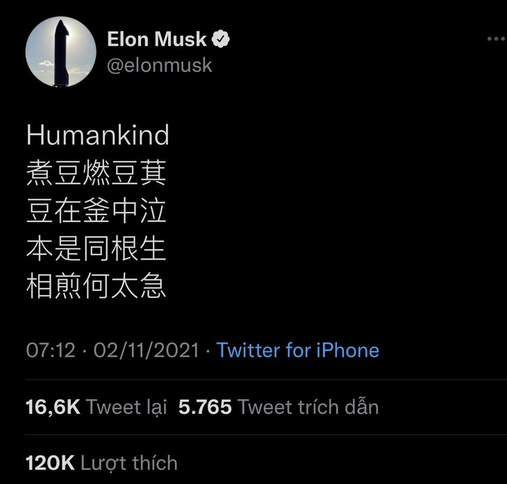 Tỉ phú Mỹ Elon Musk đăng Thất bộ thi đầy ẩn ý, Reuters, Bloomberg, Thời báo Hoàn Cầu... bàn tán - Ảnh 1.