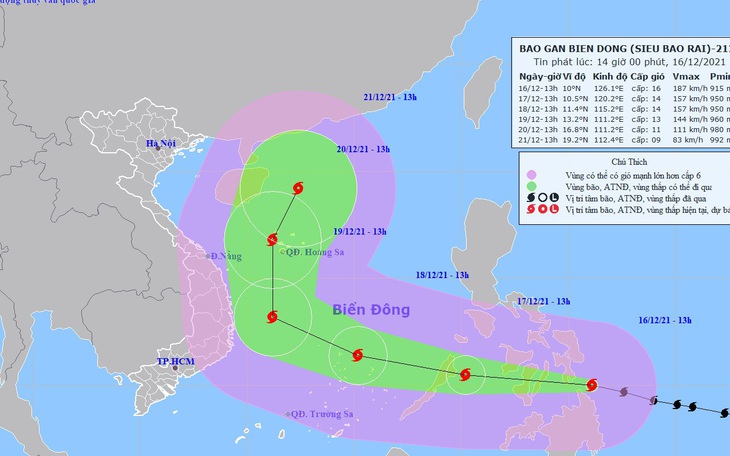 Rai tăng cấp thành &quot;siêu bão&quot; mạnh cấp 16, giật cấp 17, cảnh báo thiên tai cấp 4