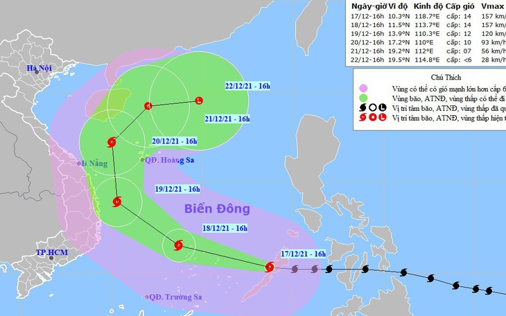 Bão số 9 giật gió cấp 17, dựng sóng 10m trên Biển Đông