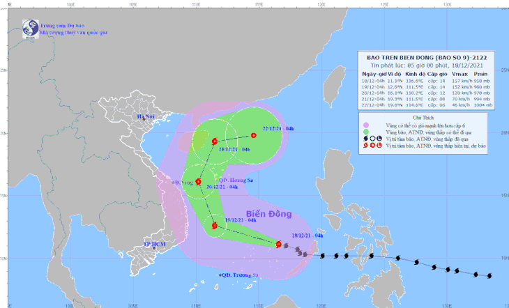 Bão số 9 cách đảo Song Tử Tây 250km, gió giật cấp 17, cảnh báo rủi ro thiên tai cấp 4 - Ảnh 1.